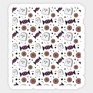 Halloween Candy, Pink Green and Black Candies and Ghost Marshmallows Sticker